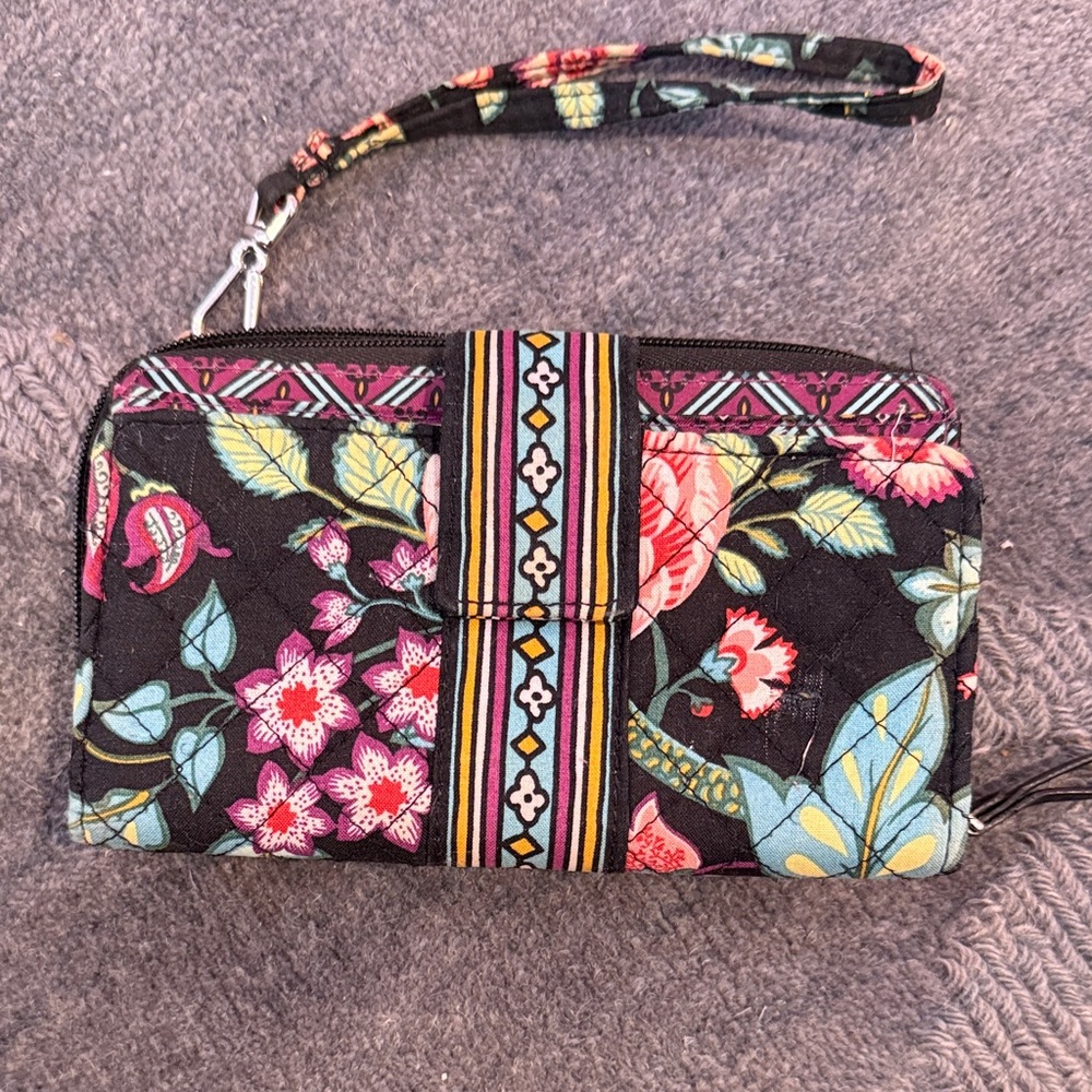 Vera Bradley Black Floral Wristlet